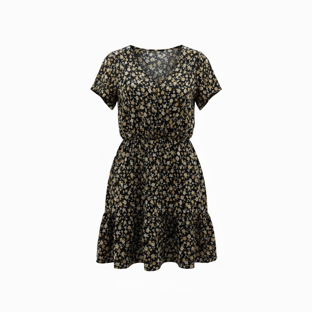 Passport Black and Cream Floral Mini Dress